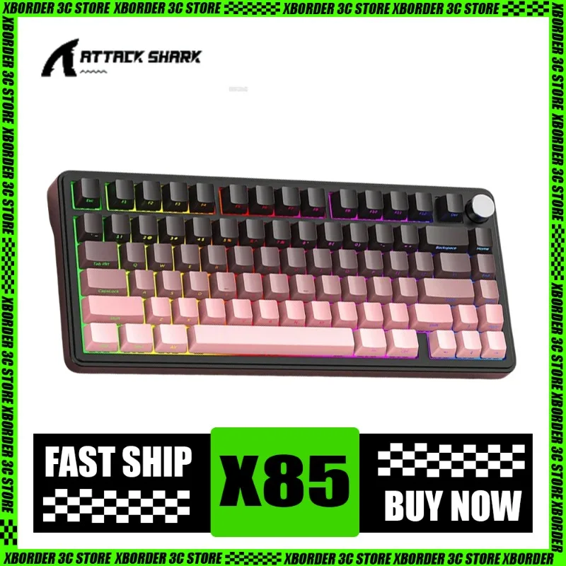 

Attack Shark X85 Mechanical Keyboard 3 Mode Wireless Bluetooth RGB Light Hot Swappable Side Engraved PBT Keycap Keyboard