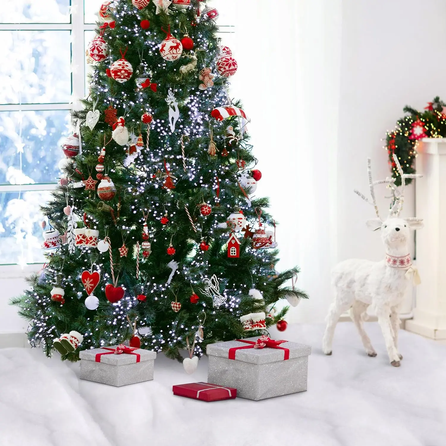 8 x 20ft 2 Pack Large Snow Blanket Roll for Christmas Decor | Artificial Fake Snow, Snow Blanket for Christmas Village, White Wi