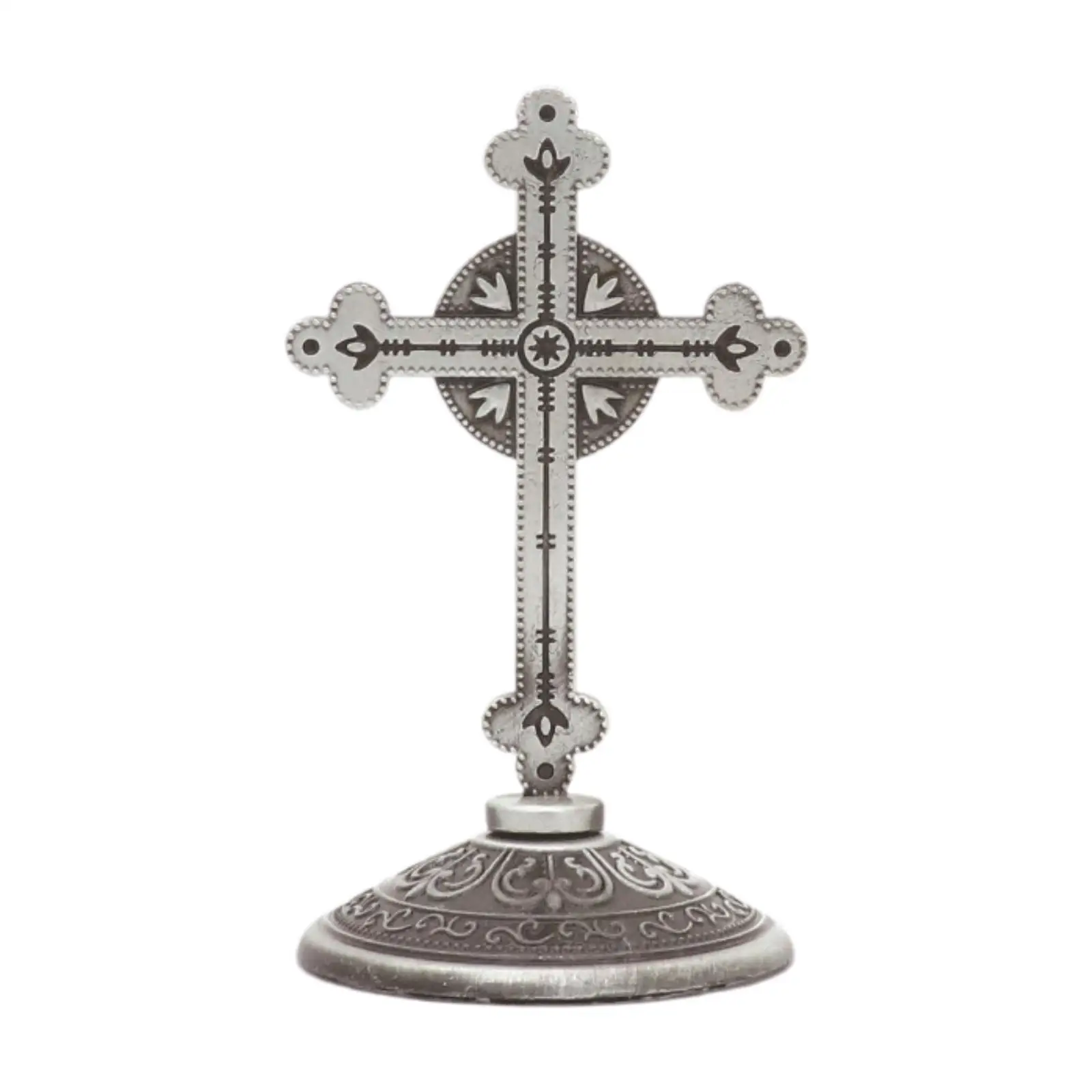 Retro Cross Art Figurine Decorative Sculpture for Office Tabletop Desk Shelf Ornament Home Decor