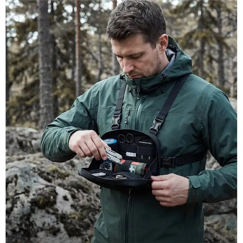 ac29-Motorcycle Chest Bag 1.5L Waterproof Large-Capacity Tool Storage Bag Outdoor Camping Motor Accessories