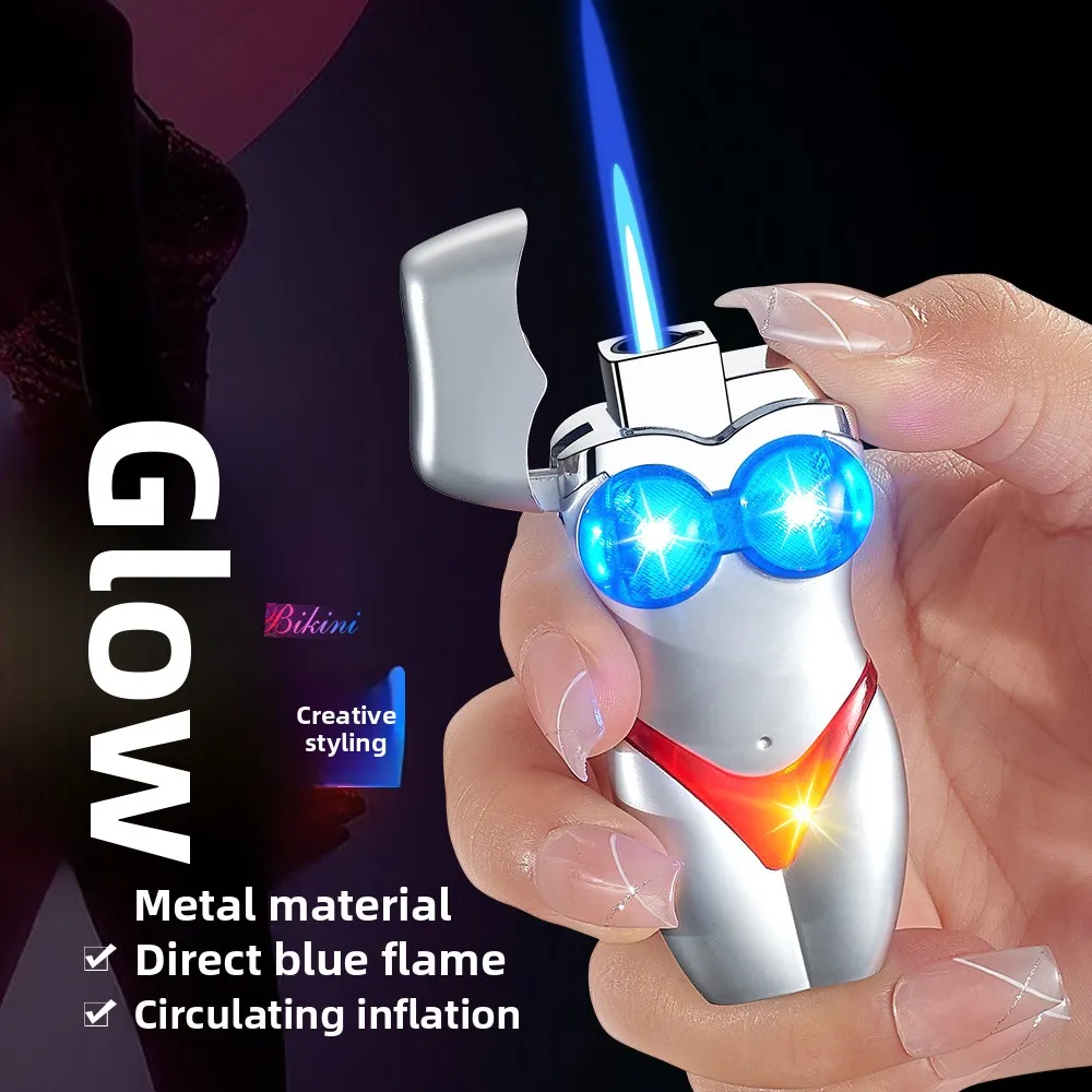 

Rechargeable Metal Bikini Lighter Blue Flame Creative Design LED Light Up