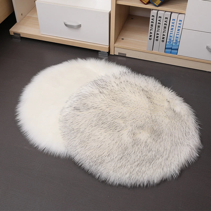 Faux Fur Chair Cover Seat Cushion Pad Plush Round Cushion Sofa Chair Decor Cute Student Seat Pad Photography Props Background