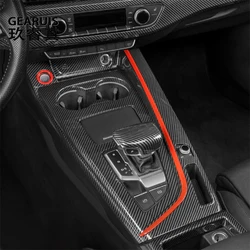 Car Styling For Audi A4 B9 A5 S4 2017-2022 Carbon Fiber Center Console Gear Shift Cover Stickers Multimedia Handrest panel Frame