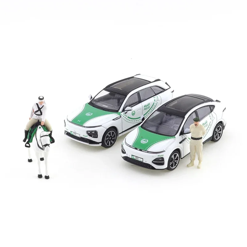 XCARTOYS 1/64 XPENG 두바이 경찰 세트 자동차 합금 장난감 모터 차량 다이캐스트 금속 모델 어린이 크리스마스 선물 장난감 남자아이용