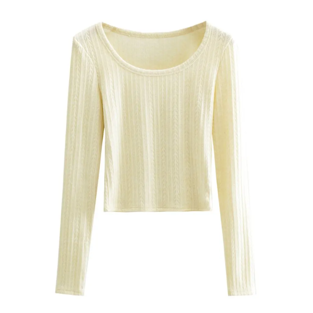 

Women's Skin-Friendly Soft round Neck Sweater Long Sleeve 22 XMY286 Blogger Style Wind Wool Short Sweater for Autumn Winter