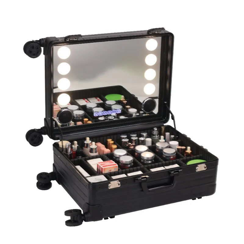 Aluminum-magnesium alloy makeup suitcase, professional professional  stylist, bride, outdoor makeup suitcase