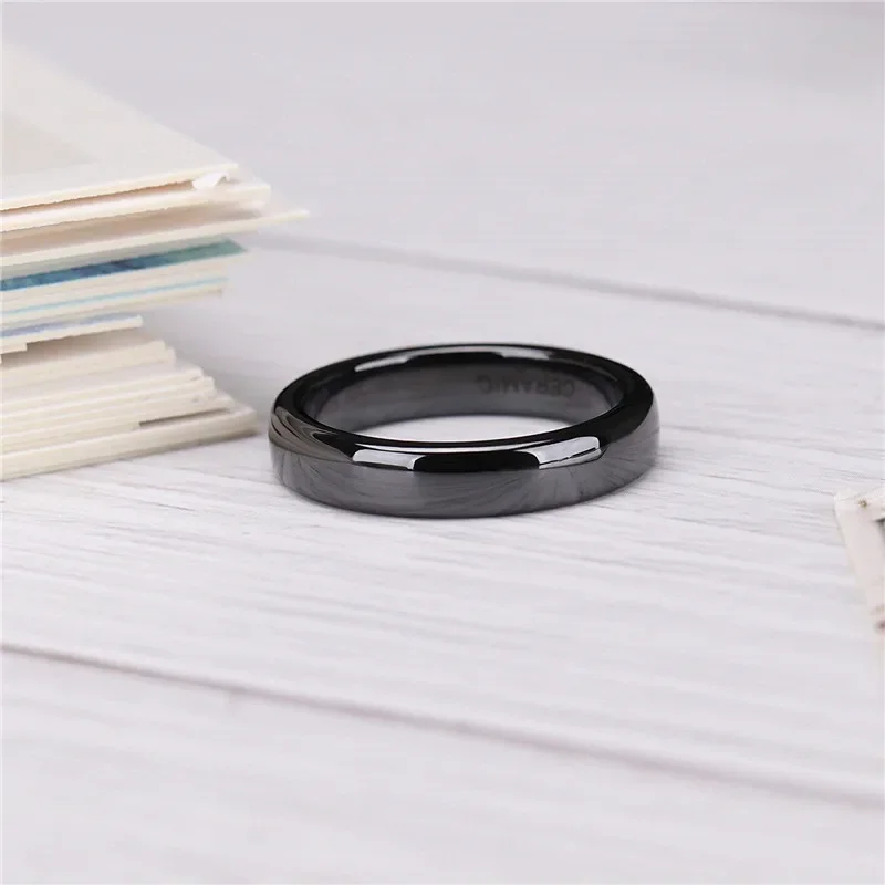 Kolmnsta 4mm Schwarz Keramik Ring für Mann Engagement Hochzeit Ringe Fit Männer Frauen Paar Schmuck bague homme anillos mujer – Detail 6