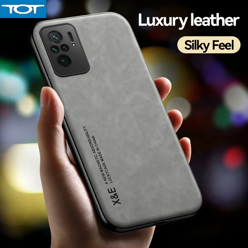 

Для Xiaomi Redmi Note 10 10S чехол с магнитным держателем и подставкой, кожаный чехол для телефона Redmi Note 10 Pro Max Note 10 S, задние чехлы