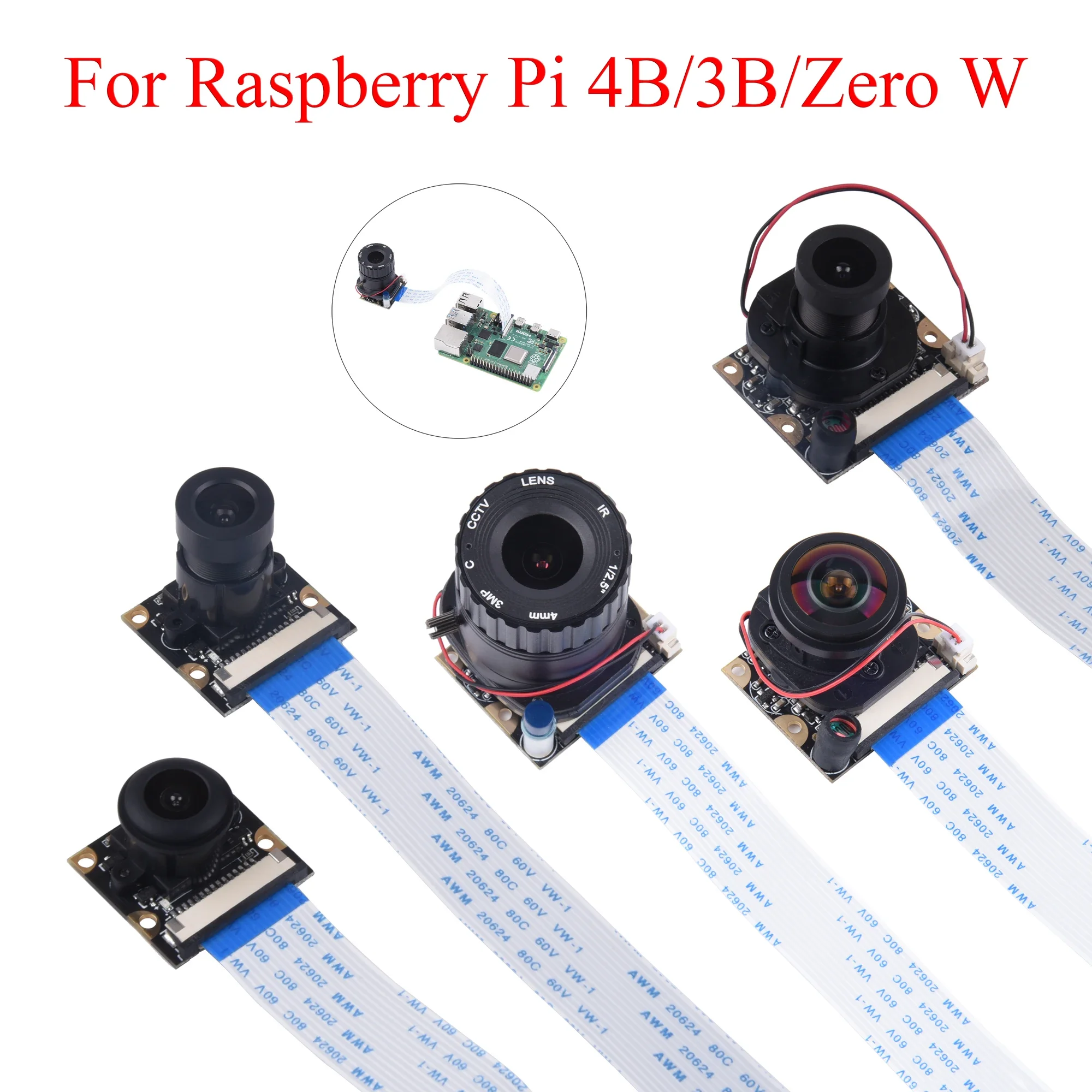 

Модуль камеры дневного/ночного видения Raspberry Pi, 65 °/75 °/130 °/175 °, 5 Мп веб-камера с датчиком освещенности для Raspberry Pi 5/4B/3B +/3B ZeroW