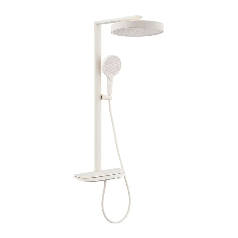 

Constant temperature piano button shower set Digital ambient light Home bathroom Large shower All copper liquid silicone shower