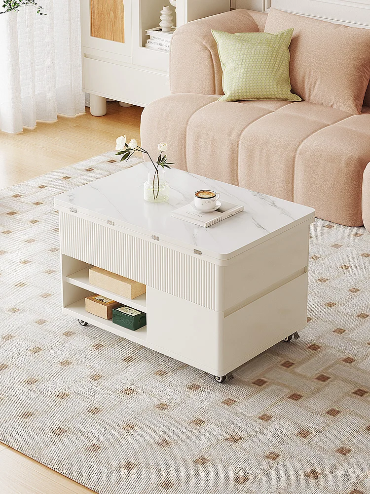 Coffee Table Dual-Use Cream Style Small Apartment Modern Simple Home Folding Side Table Small Coffee Table