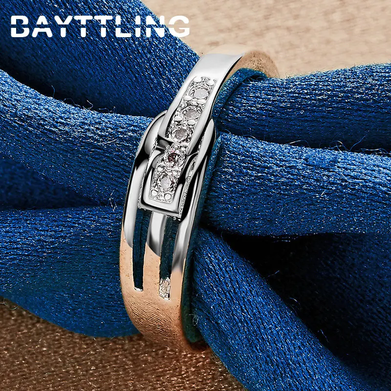 

2024 New 925 Sterling Silver Ring 7/8/9/10# Fine Geometric Zircon Ring For Fashion Woman Wedding Couple Gift Jewelry Accessories