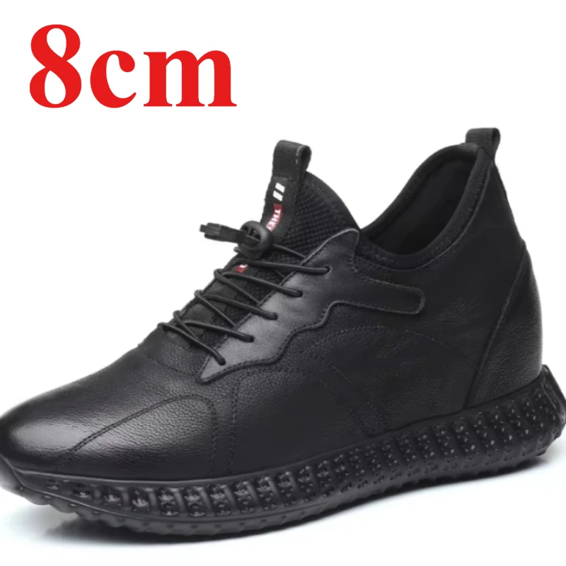 Men Height Increasing Shoes Mens Genuine Leather 8/10 Cm Party Hidden Elevator Fashion Shoes New Man Black Casual Shoes Sneakers