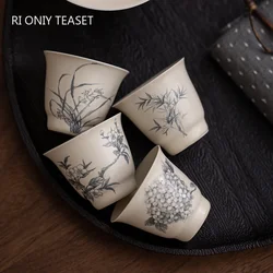 1 Pc Chinese Hand-painted Flowers Ceramic Tea Cup Vintage Master Cup Tea Bowl Handmade Porcelain Teacup Tea Set Accessories
