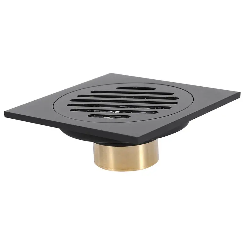 

6Pcs 4 Inch Square Shower Drain With Removable Cover Grate, Brass Anti Clogging And Odor Point Floor Drain Assembly-AT30