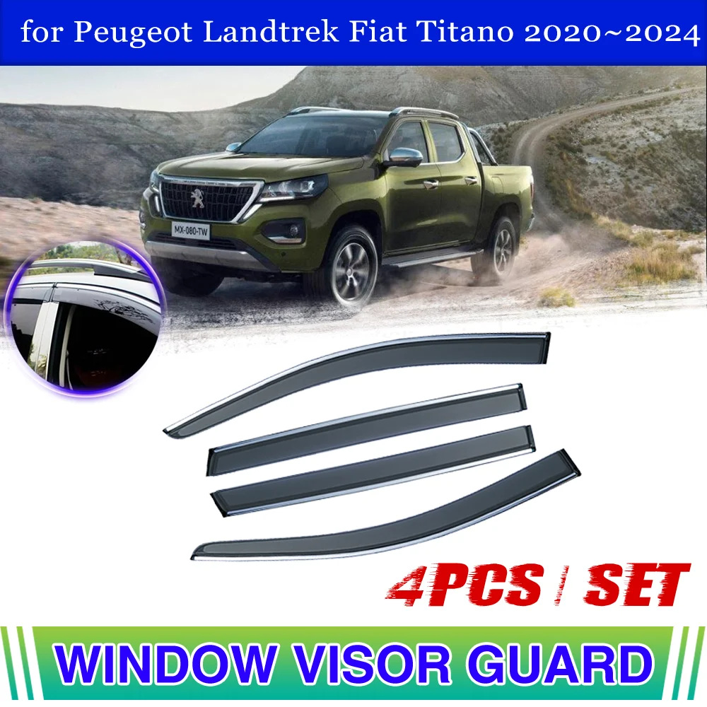 

Window Visor for Peugeot Landtrek Fiat Titano Kaicene F70 2020~2024 Vent Awning Door Eyebrow Smoke Cover Deflector Accessories