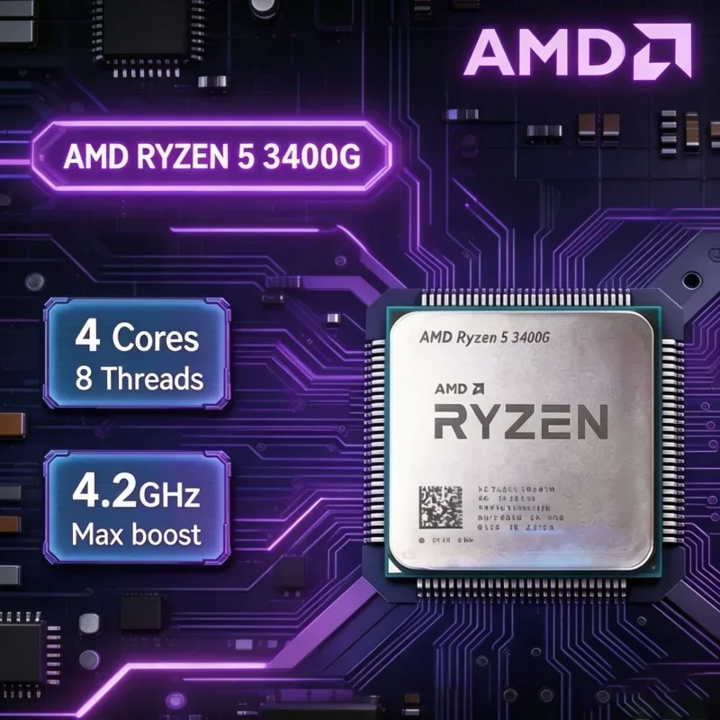 AMD Ryzen 5 3400G R5 3400G 65W Low Power 4 Core 8 Thread Vega 11 Graphics AM4 Mini ITX Desktop APU