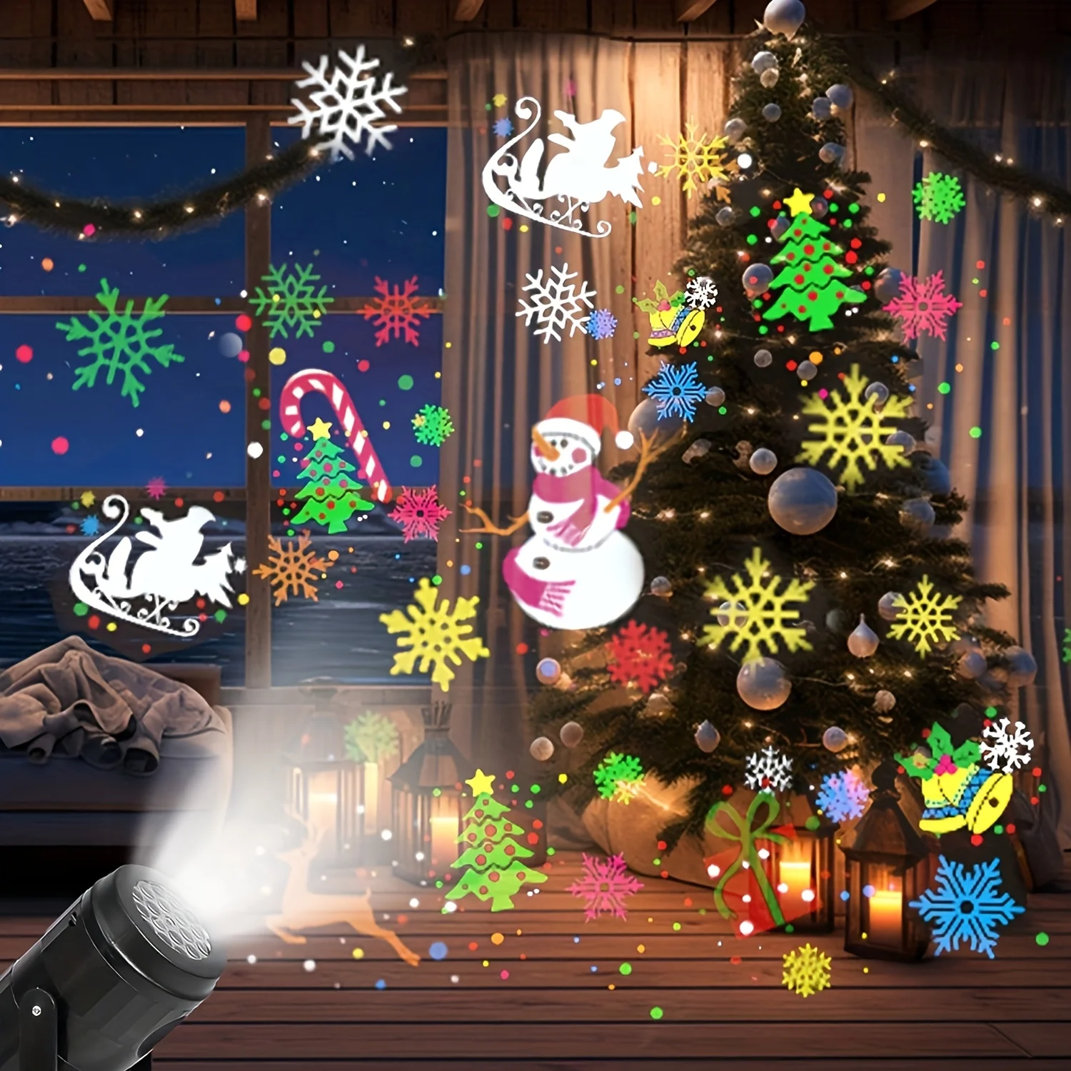 Christmas Projector Lights USB Snowflake Projector 16 Patterns LED Stage Lights Christmas Decoration for Home Laser Party Stage