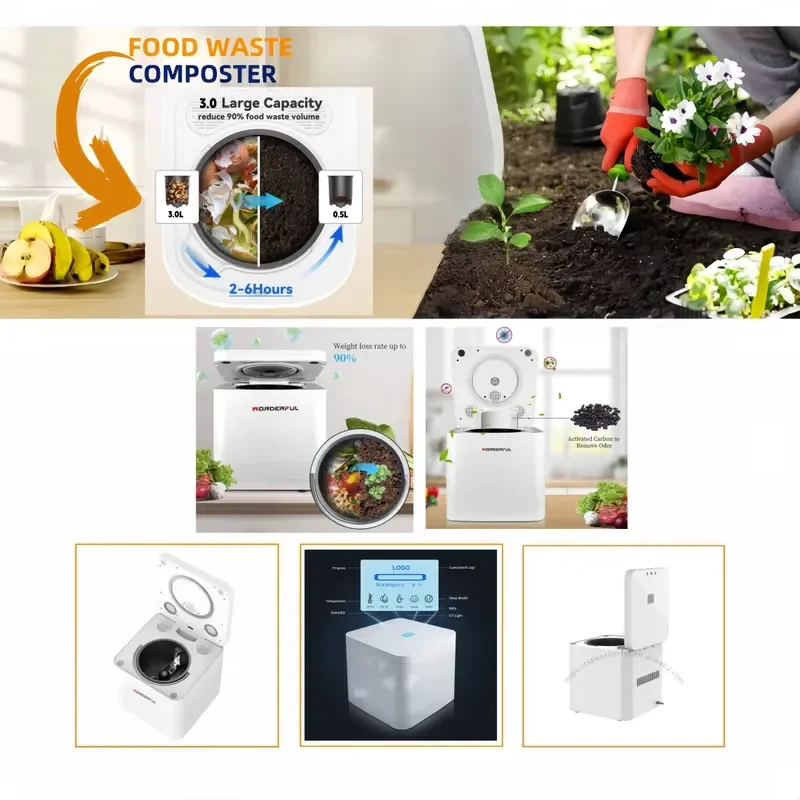 Electric Smart Compost Machine Food Waste Disposer Kitchen Garbage Processor Home Garden Fertilizer Maker Automatic Bin