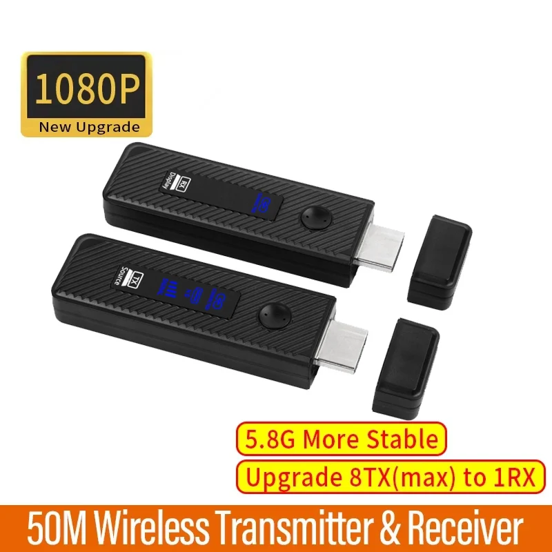 50 متر لاسلكي HDMI محول جهاز ريسيفر استقبال وإرسال الفيديو 5.8 جرام موسع جهاز استقبال للتليفزيون دونغل محول للكمبيوتر كاميرا شاشة الكمبيوتر المحمول