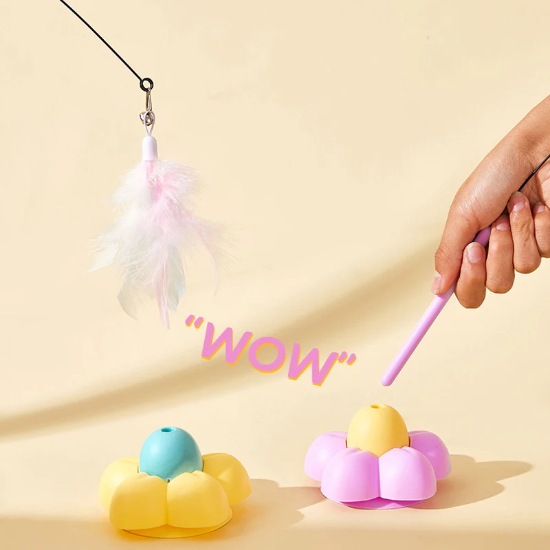 Cats Stick Toy Funny Fluffy Feather With Bell Sucker Suction Cup Feather Cats Toy Removable Handheld Cat Interactive Toy