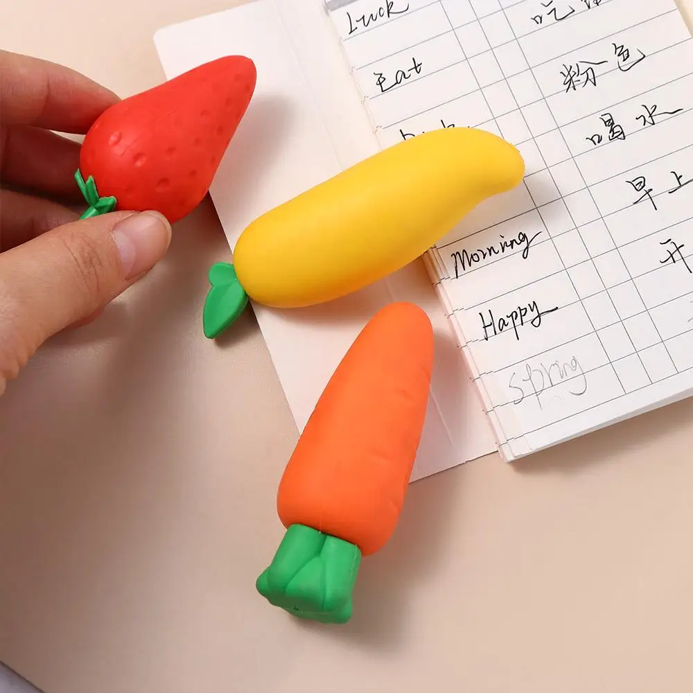 

Carrot Strawberry Mango Writing Drawing Sketch Students Stationery Correction Supplies Big Fruit Erasers Soft Pencil Erasers