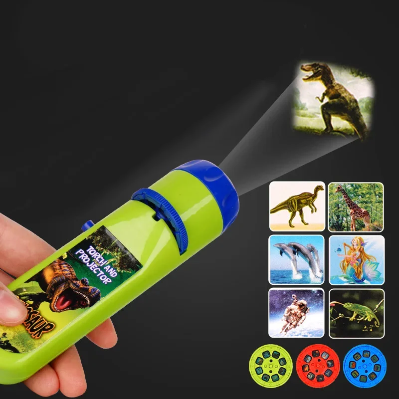 Children Projector Light Flashlight Cartoon Animal Dinosaur Sleeping Story Night Picture Light Learning Funny Toy