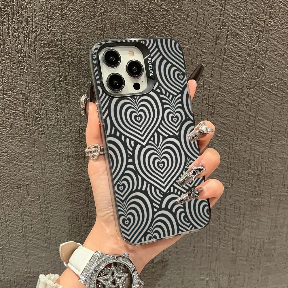 

Love texture pattern phone case suitable for iPhone 16, 17, 15, 14, 13, 12, 11 Pro/Max/Plus anti drop and shockproof back cover
