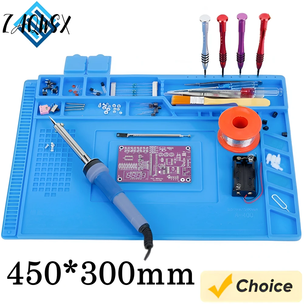 450mm*300mm Heat Insulation Pad Heat-resistant BGA Soldering Station Work Pad Desk Mat Platform Repair Tool with Magnetic