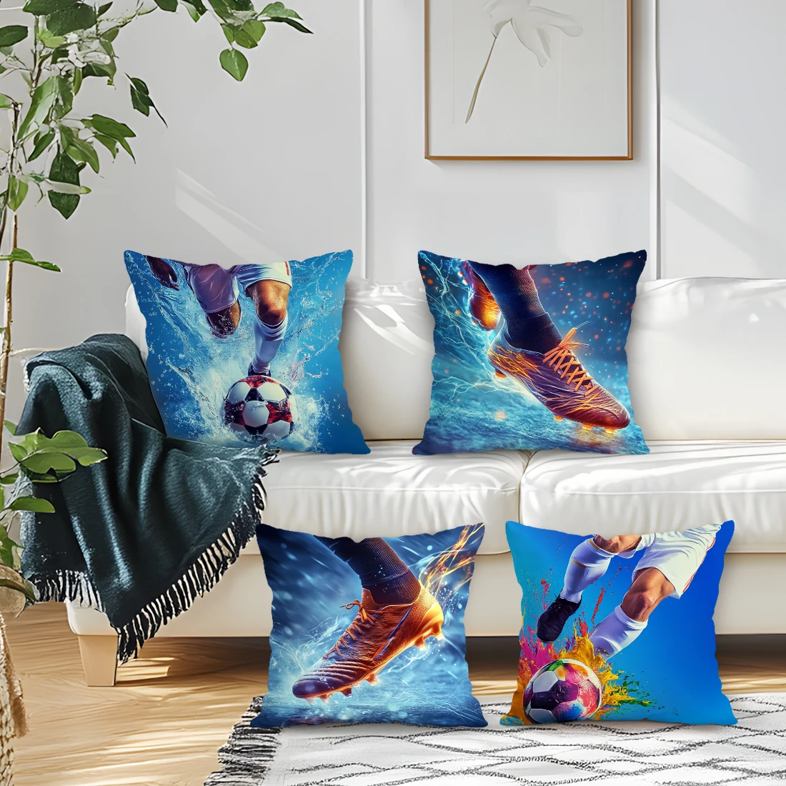 

Football Theme Cushion Pillowcase Printed Polyester 45x45cm Throw Pillowcover Decorative Sofa Cushion Pillowslip Home Decor