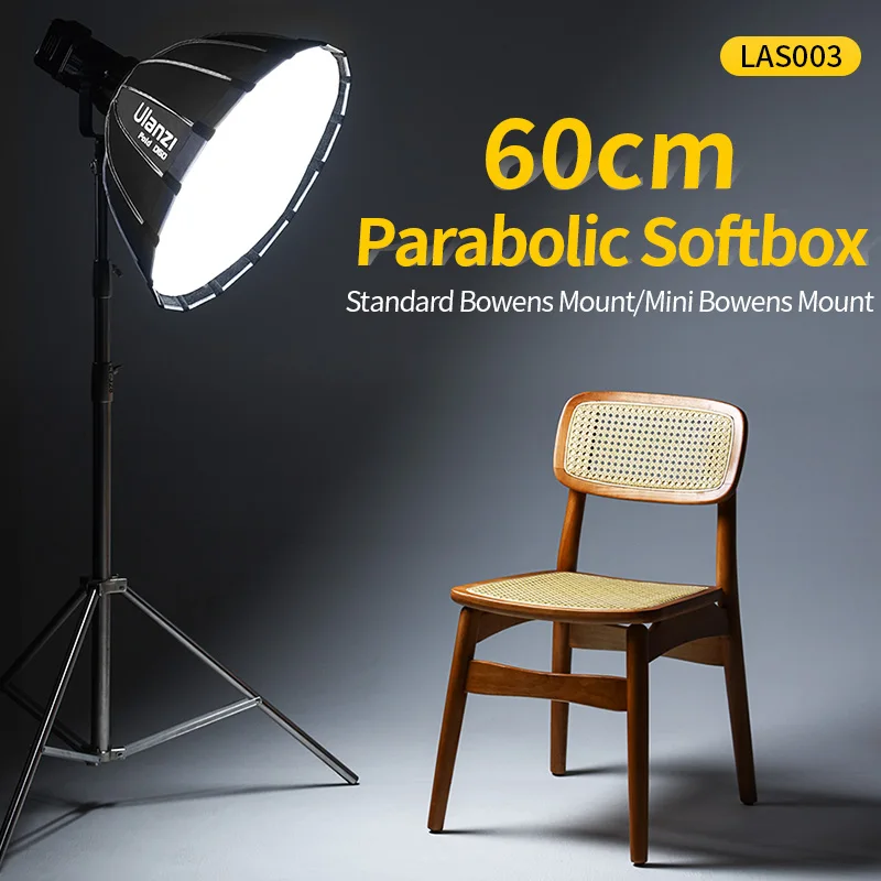 

Ulanzi LAS003 60cm Parabolic Softbox Standard Bowens Mount / Mini Bowens Mount for Portrait Photograph Livestreaming Video Shot