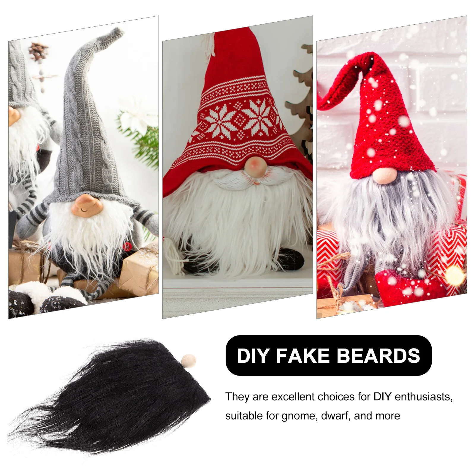 

12 Sets Beard Men Halloween Accessories Costume Party Fake Wooden Ball Viking Black Decoration Man