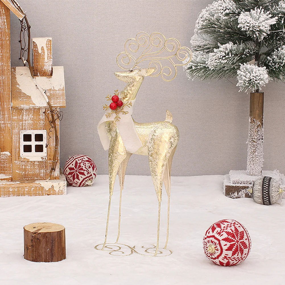 

Iron Christmas Deer Figurines Home Decor Metal Tabletop Elk and Decorations Vintage