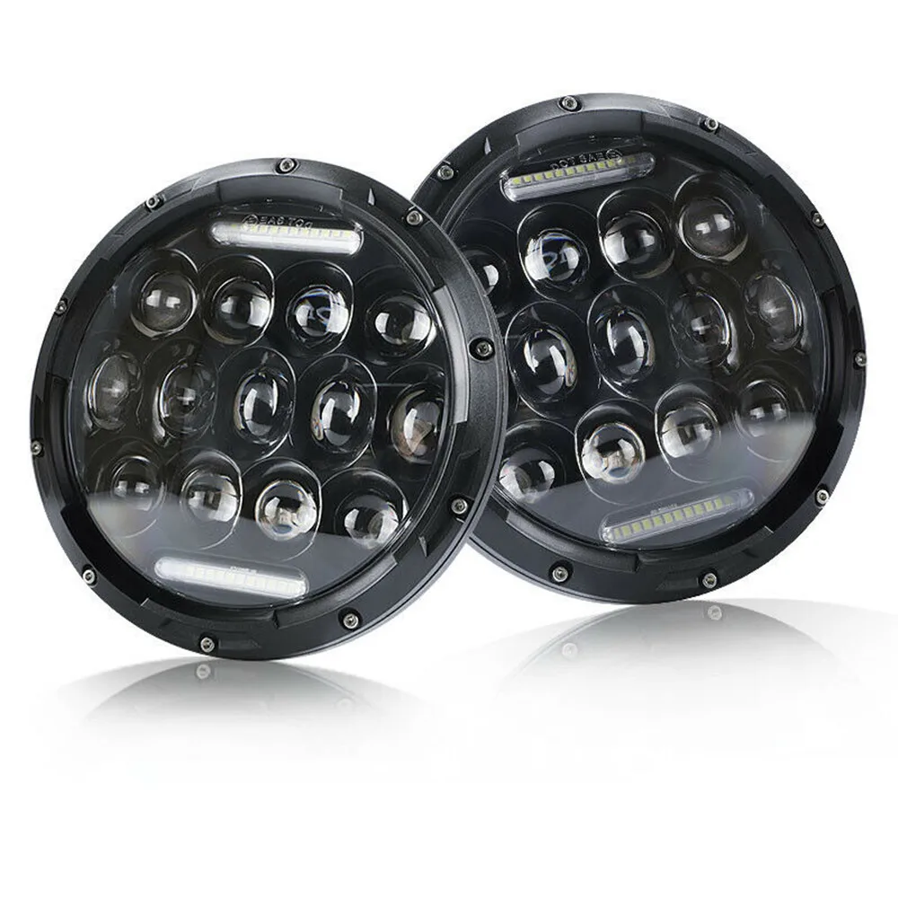 Car 75W Running Lights Led DRL 7inch  Angel Eyes H4 Led Headlight For Lada Niva 4X4 Uaz Hunter Hummer Jeep Wrangler Accessories