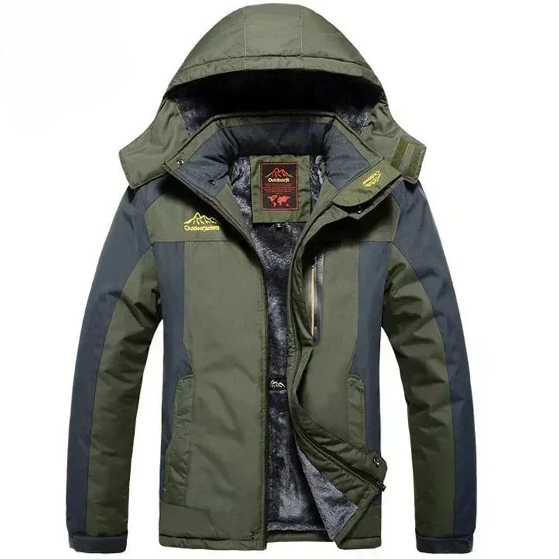 

Winter Jacket Men Thick Fleece Waterproof Outwear Unload Jackets Men's Windbreaker Army Green Parka Raincoat Coats Plus Size 9XL