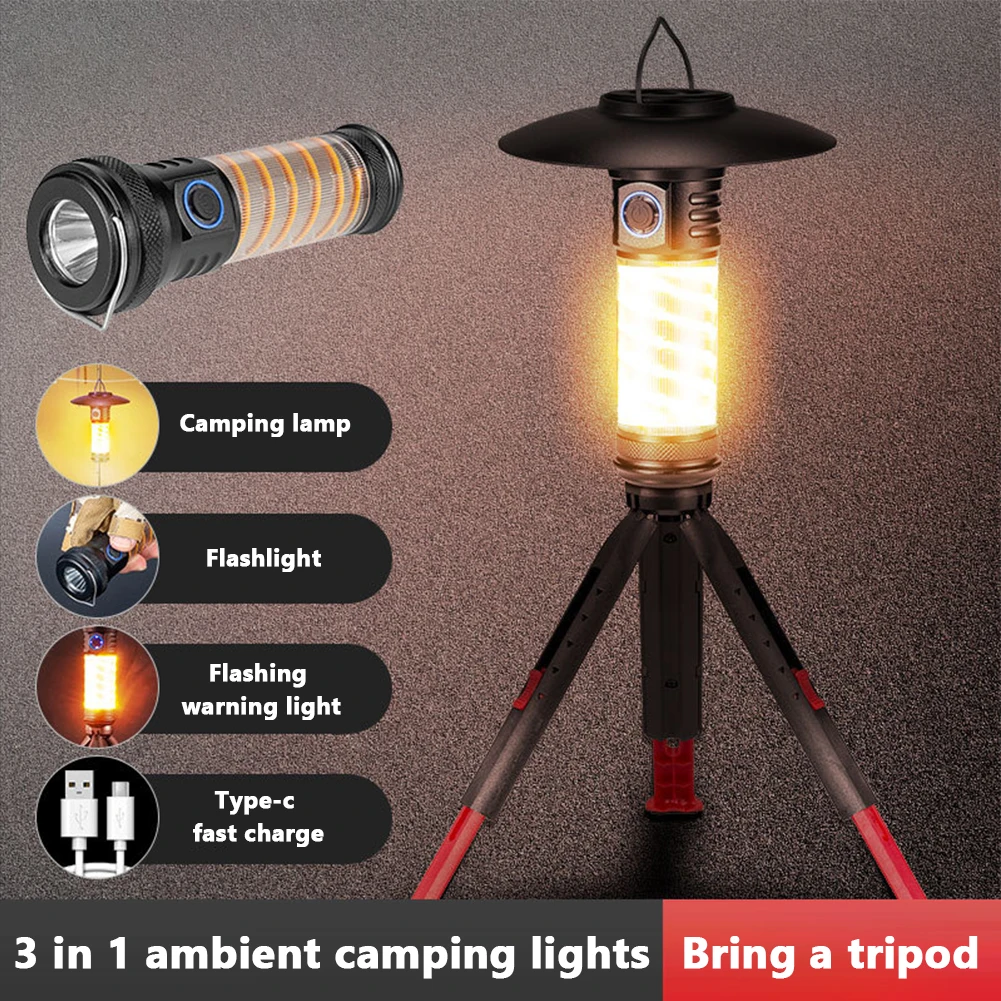 

Portable Camping Lanterns USB Rechargeable 2000mah Battery Tent Light Warning Lamp Camping Hiking Emergency Supplies