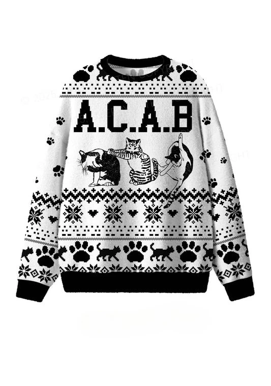 2026 Ugly Christmas Sweater Pullover,Funny Black White Cat 3D Print Sweatshirt, Men‘s Women’s Kid‘s Christmas Party Jumper