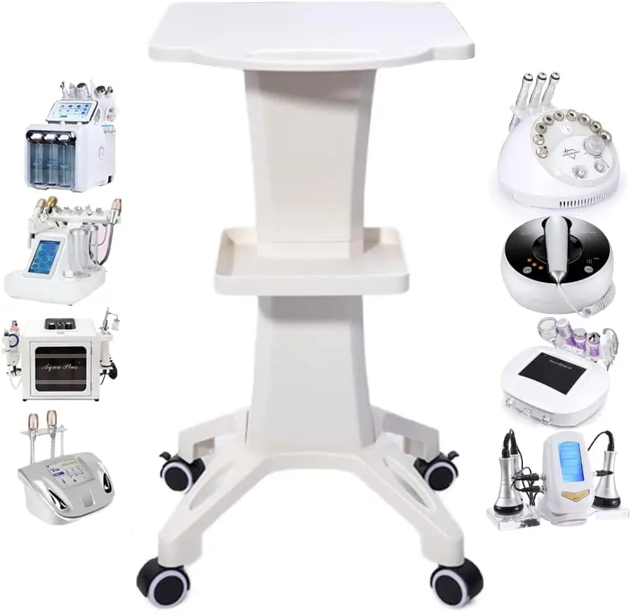 Beauty Salon Spa Trolley Cart, Professional ABS Spa Salon Rolling Cart Mobile Beauty Instrument Stand on Wheels with Tray Holder