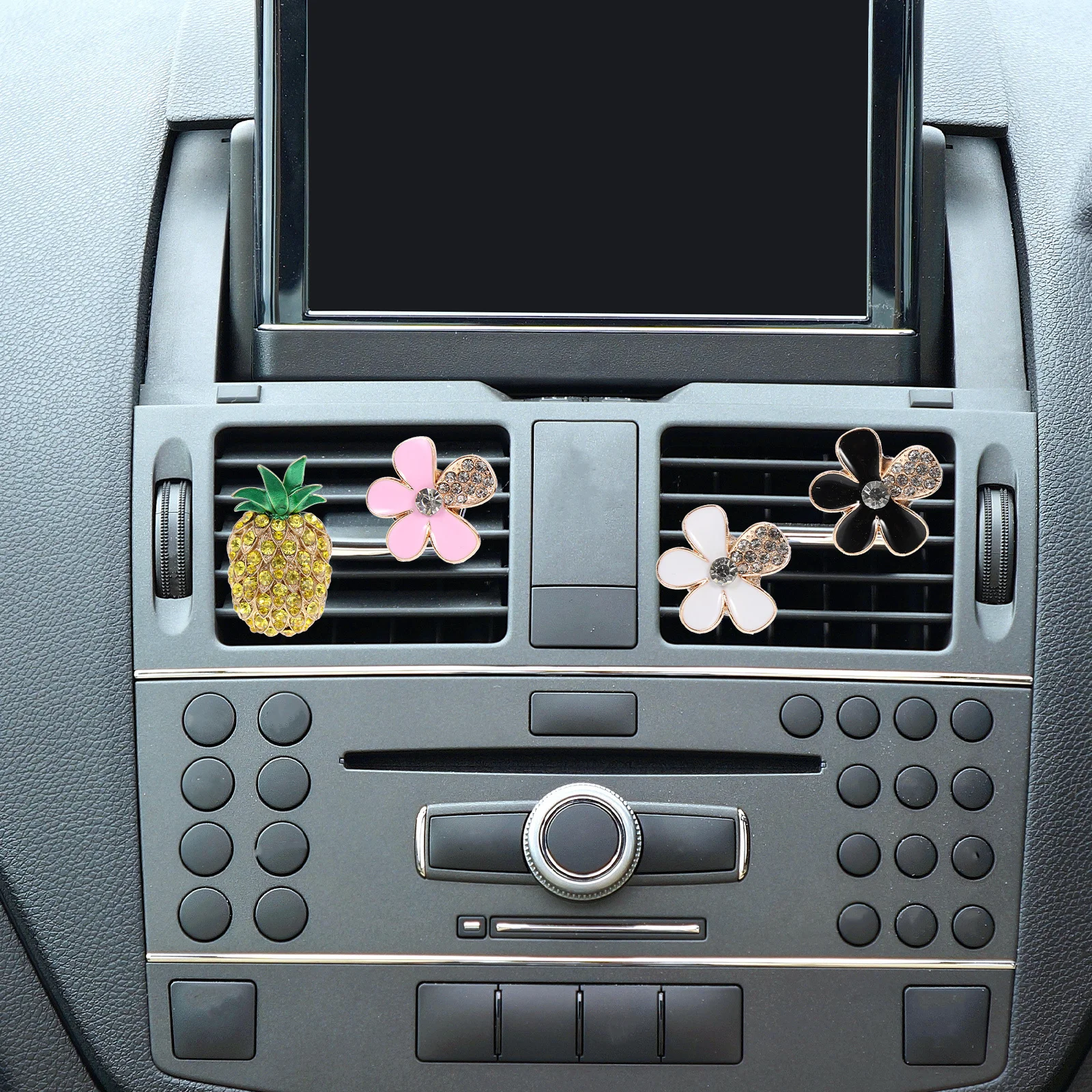 

4Pcs Car Aromatherapy Vent Clips Alloy Air Freshener Decorative Diffuser for Car Interior Decor Air Conditioning Outlet Clip