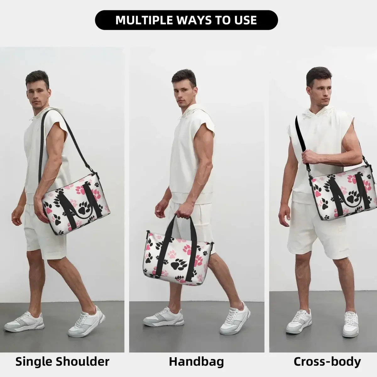 

Colorful Dog Paw Animal Foot Beach Travel Bag Large Capacity Tote Bags for Gym Sport Women Shopping Duffle Shoulder Bag