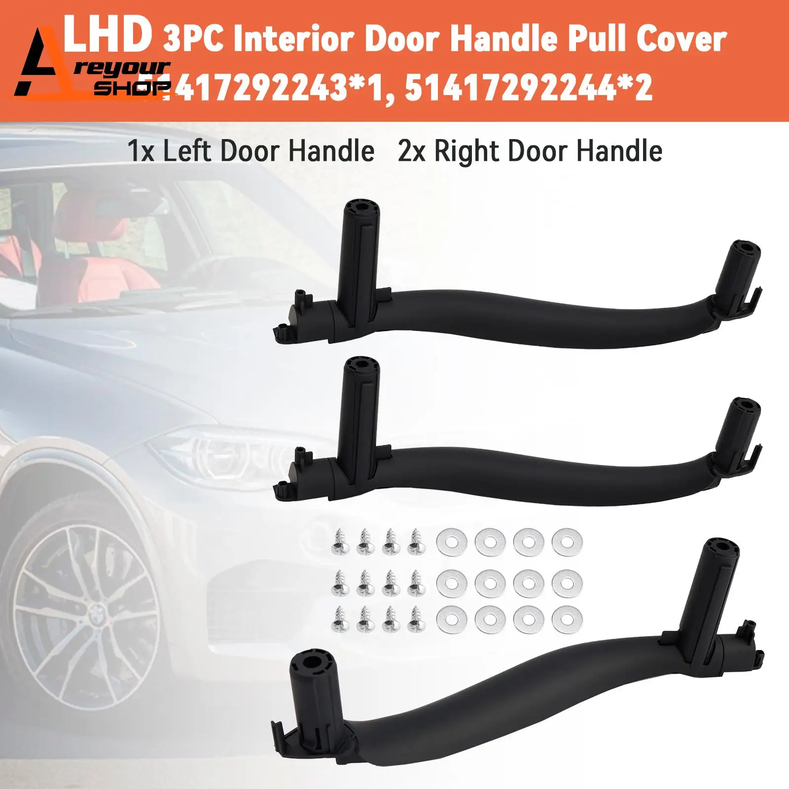 

Areyourshop LHD 3 шт., внутренняя дверная ручка, чехол для BMW X5 F15 X6 F16 2014 2015 2016 2017 2018