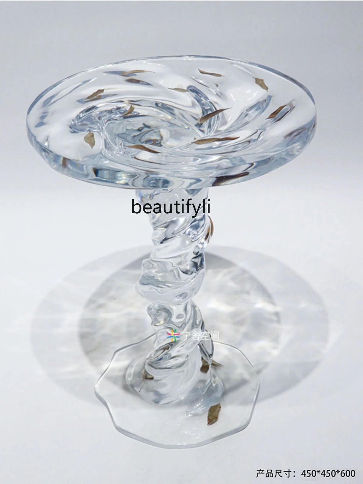 Light luxury personalized transparent spiral resin corner table negotiation tables and chairs crystal tea house side table