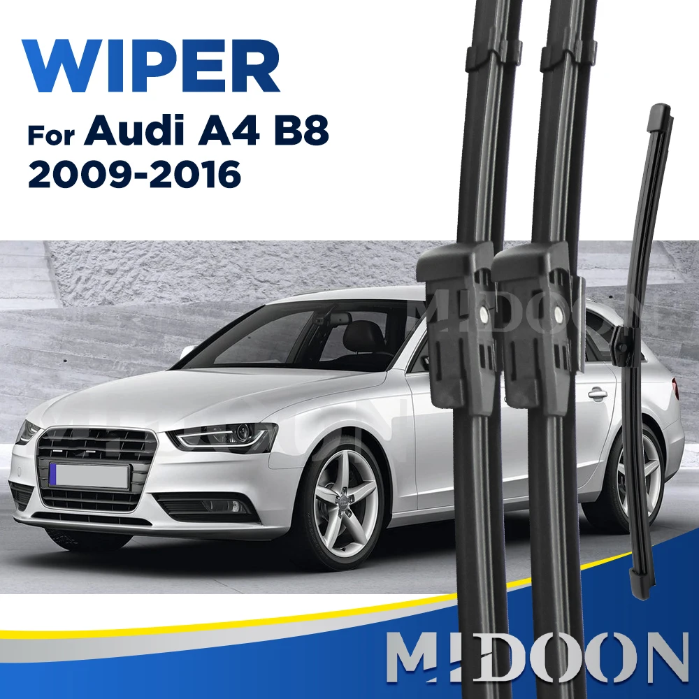 

MIDOON LHD RHD Wiper Front Rear Wiper Blades Set For Audi A4 B8 2009-2016 Windshield Windscreen Window 24"+20"+16"