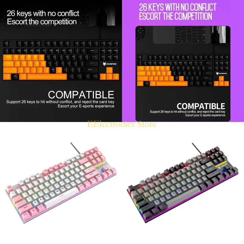 

B03C True Mechanical Keyboard 87Key Backlit Bi-Color Injection Machinary Keypad