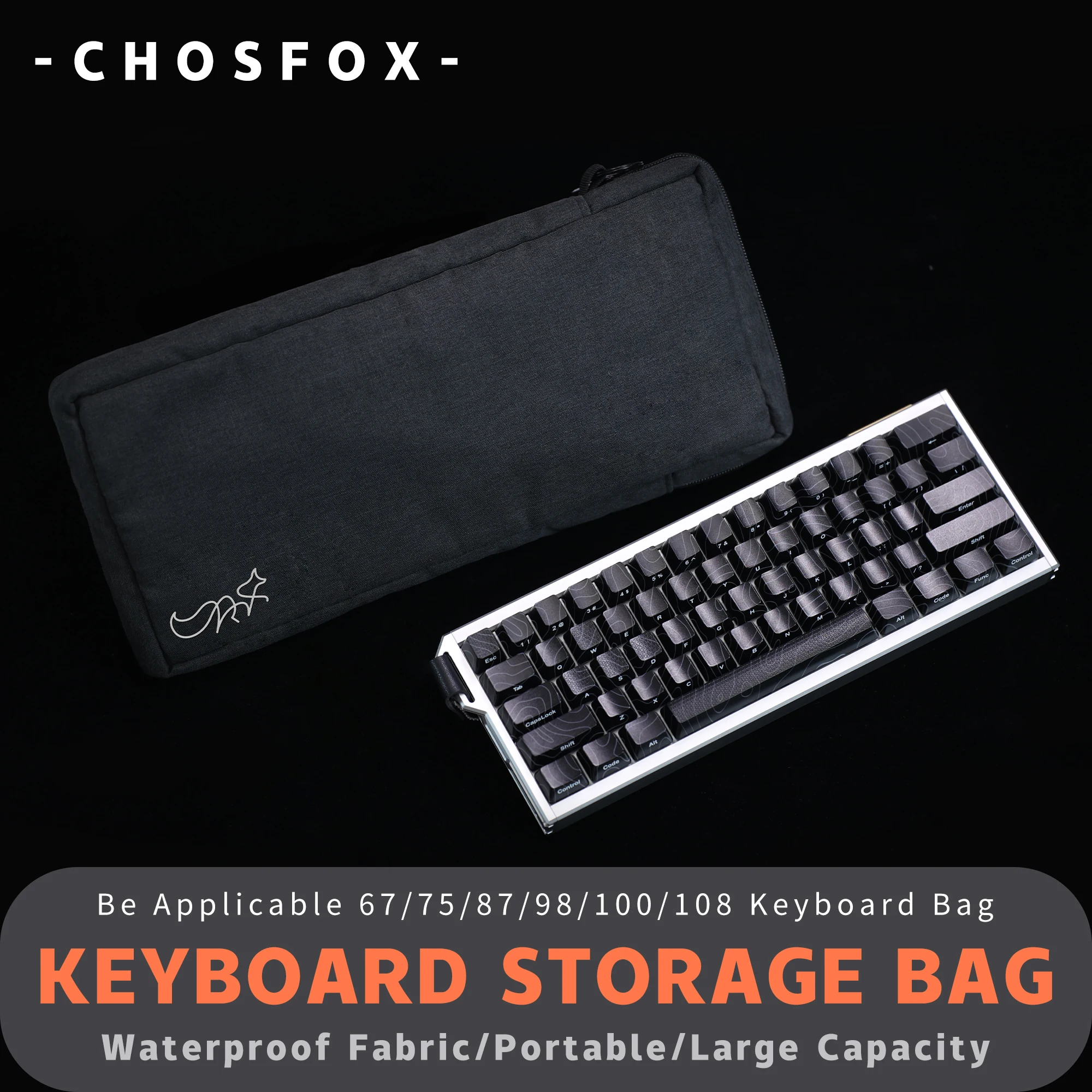 Chosfox Protable Keyboard Storage Bag Large Capacity Mechanical Keyboard Bag 67/75/87/98 Thickened Fabric Waterproof Protect Bag