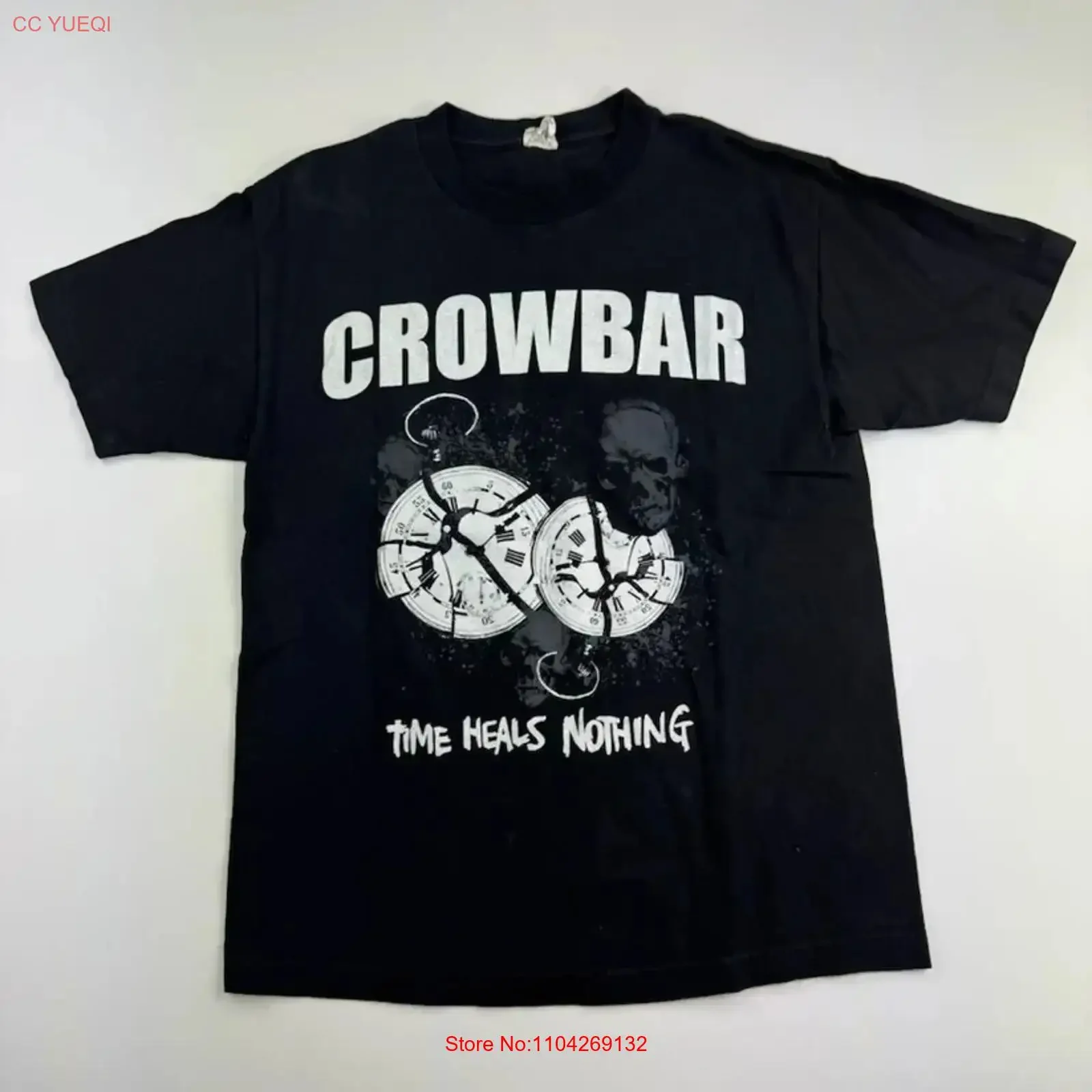 Vtg style CROWBAR rock music tour concert short sleeve black shirt KV38344 vintage Washed graphic Stretched streetwear