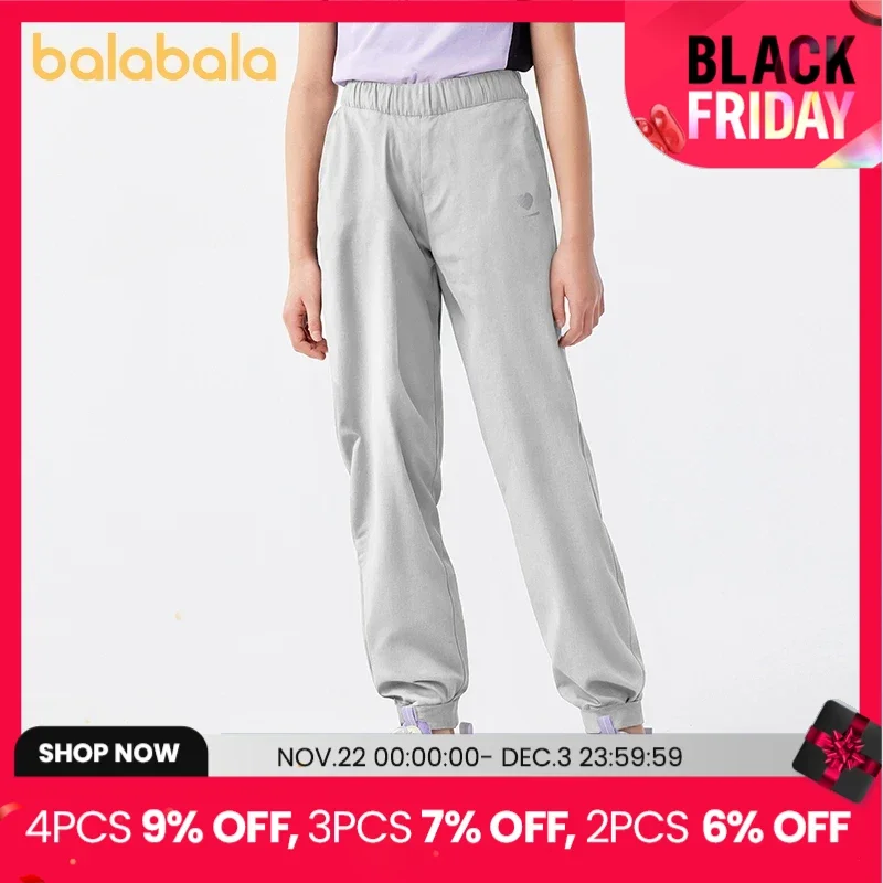 Balabala Pants Girls Long Pants 2024 Summer New Casual Mosquito-proof Pants Sweat-wicking Quick-drying Lightweight