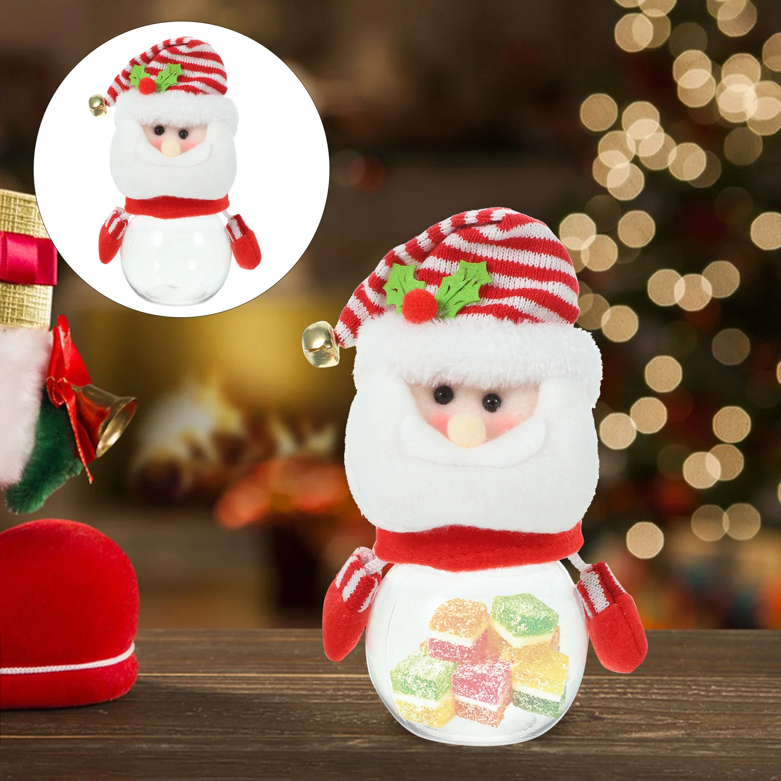 الكرتون عيد الميلاد كاندي جرة مختومة الحاويات هدية عيد الميلاد صندوق بلاستيكي لطيف سطح المكتب زخرفة ديكور احتفالي