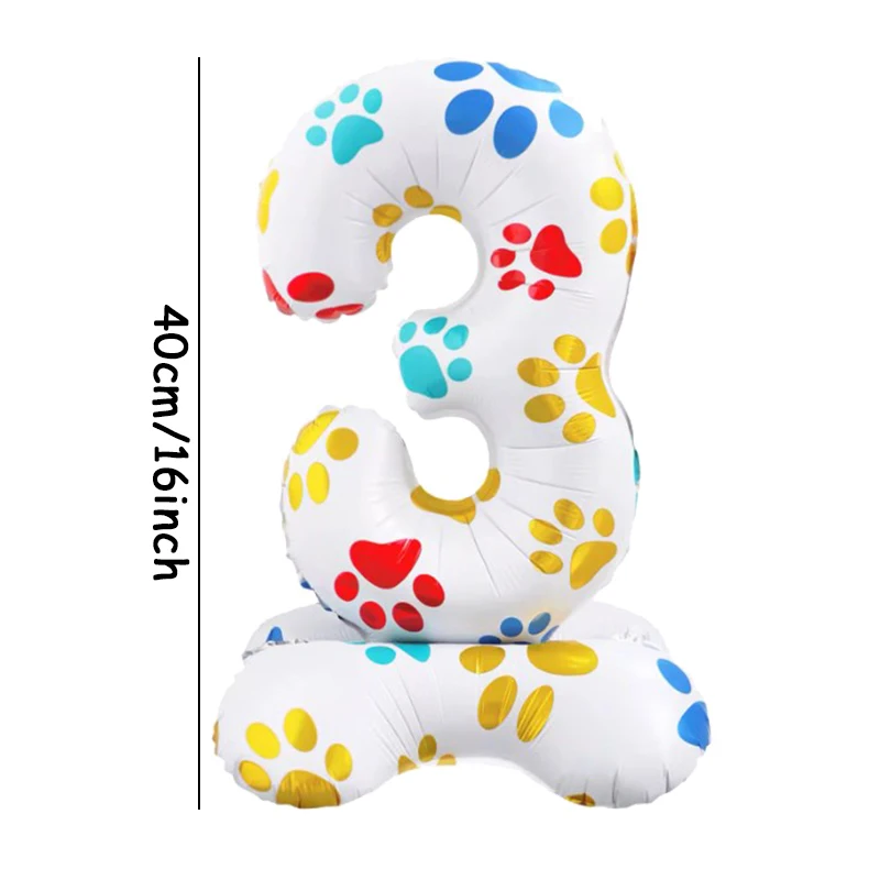 1Pc New 16 Inch Dog Paw Pattern Base With Numbers 0-9 Aluminum Film Balloon Pet Birthday Party Decoration Item
