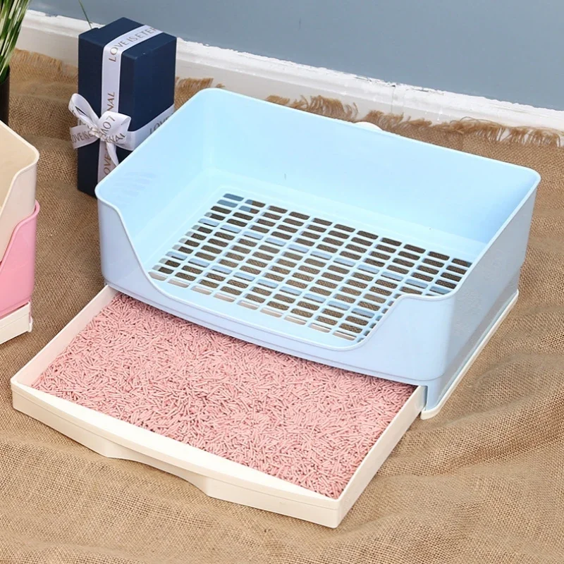 Bunny Toilet with Drawer Large Rabbit Litter Box Pet Bedpan Adult Hamster/Guinea Pig/Ferret/Bunny Grate Potty Pet Toilet Bedpan